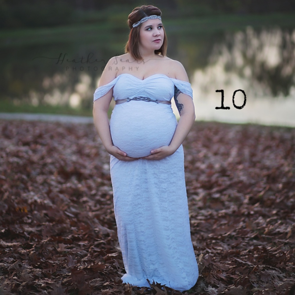White Lace Off the Shoulder Maternity Gown